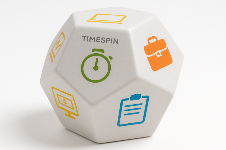 TimeSpin Zeiterfassung Würfel Gadget mit Software für die einfache Zeiterfassung