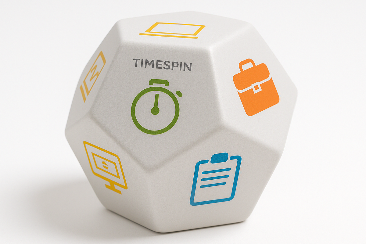 TimeSpin Zeiterfassung Würfel Gadget mit Software für die einfache Zeiterfassung